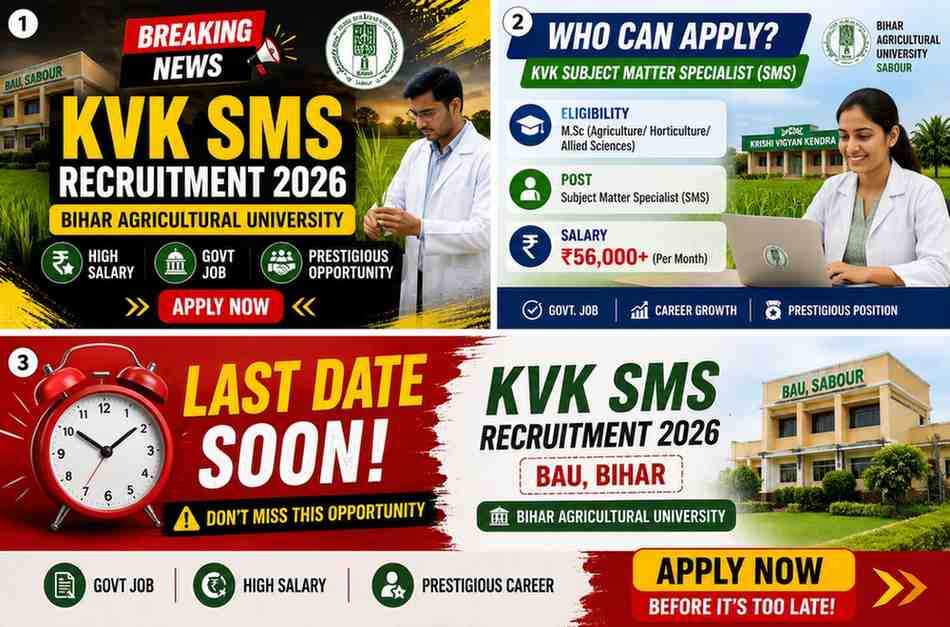 Subject Matter Specialist (SMS) in KVK – Bihar Agricultural University (BAU) Sabour: Complete Guide to Eligibility, Salary, and How to Apply