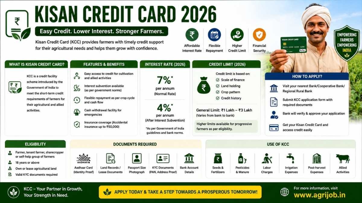 Kisan Credit Card 2026 – Rs.5 Lakh Loan at 4% Interest, Apply Now