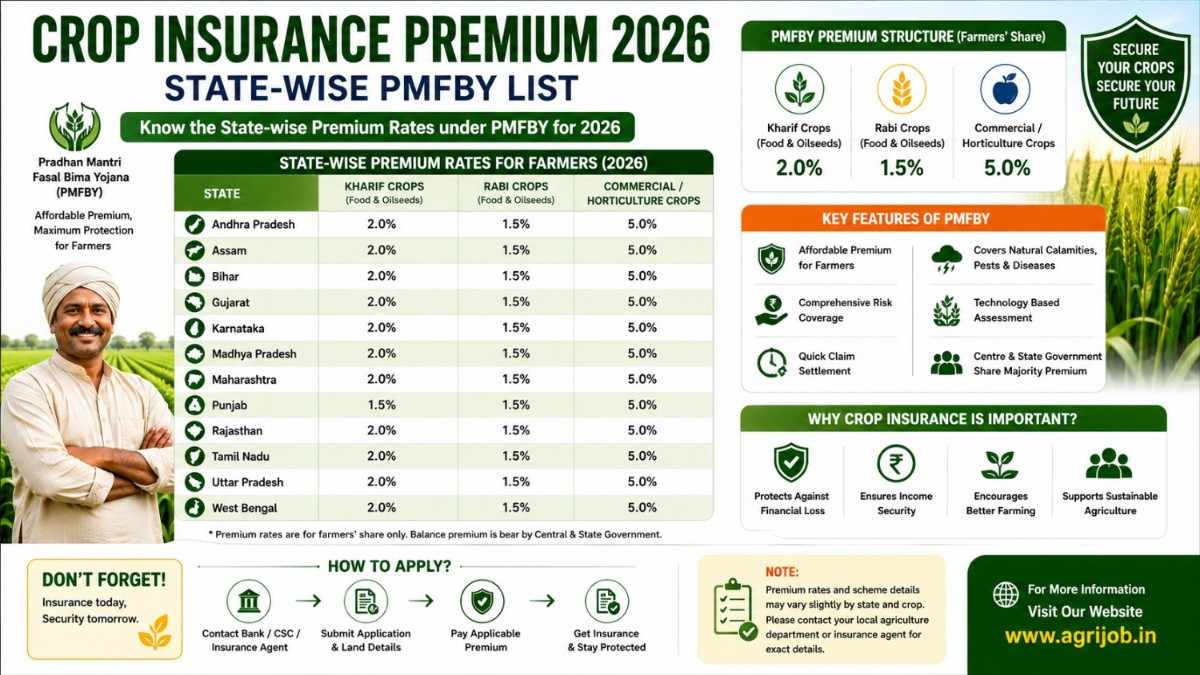 Crop Insurance Premium 2026 – State-Wise PMFBY Full List