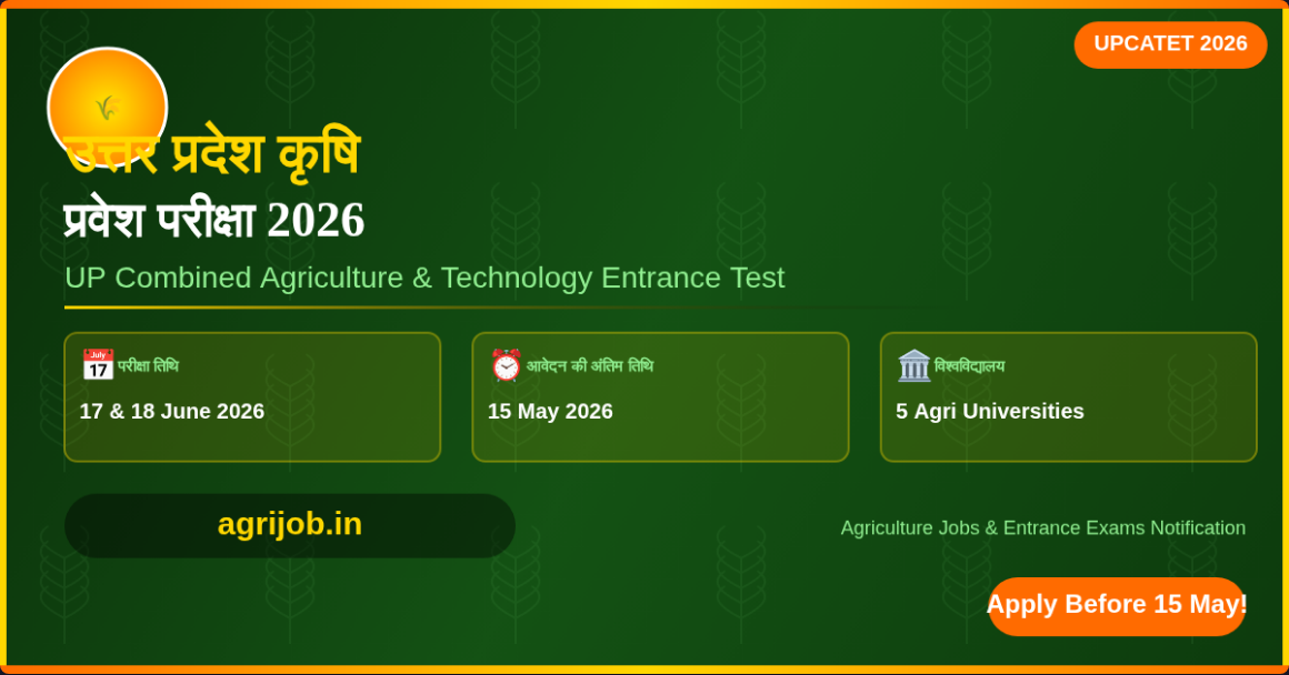 UPCATET 2026 Notification Out – UP Agriculture Entrance Exam For Session 2026-27