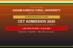 Assam Agricultural University AAU CET Admission 2026 Notification
