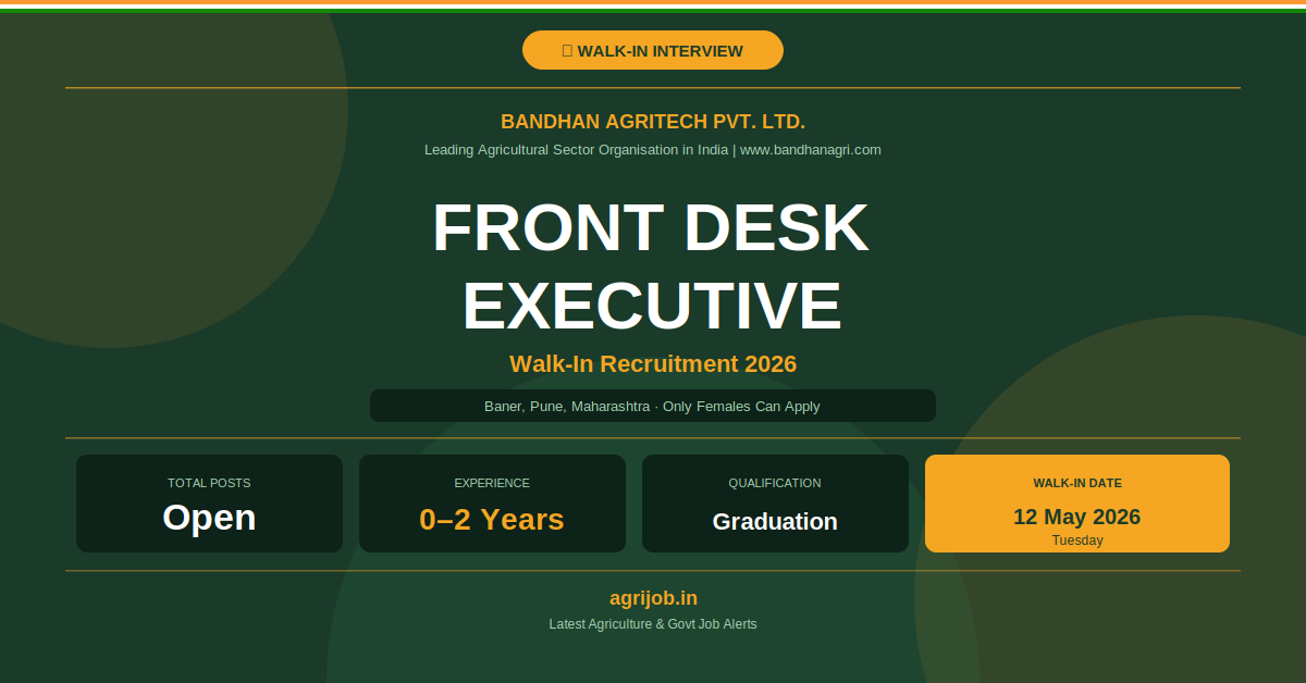 Bandhan Agritech Front Desk Executive Walk-In Interview 2026 Notification