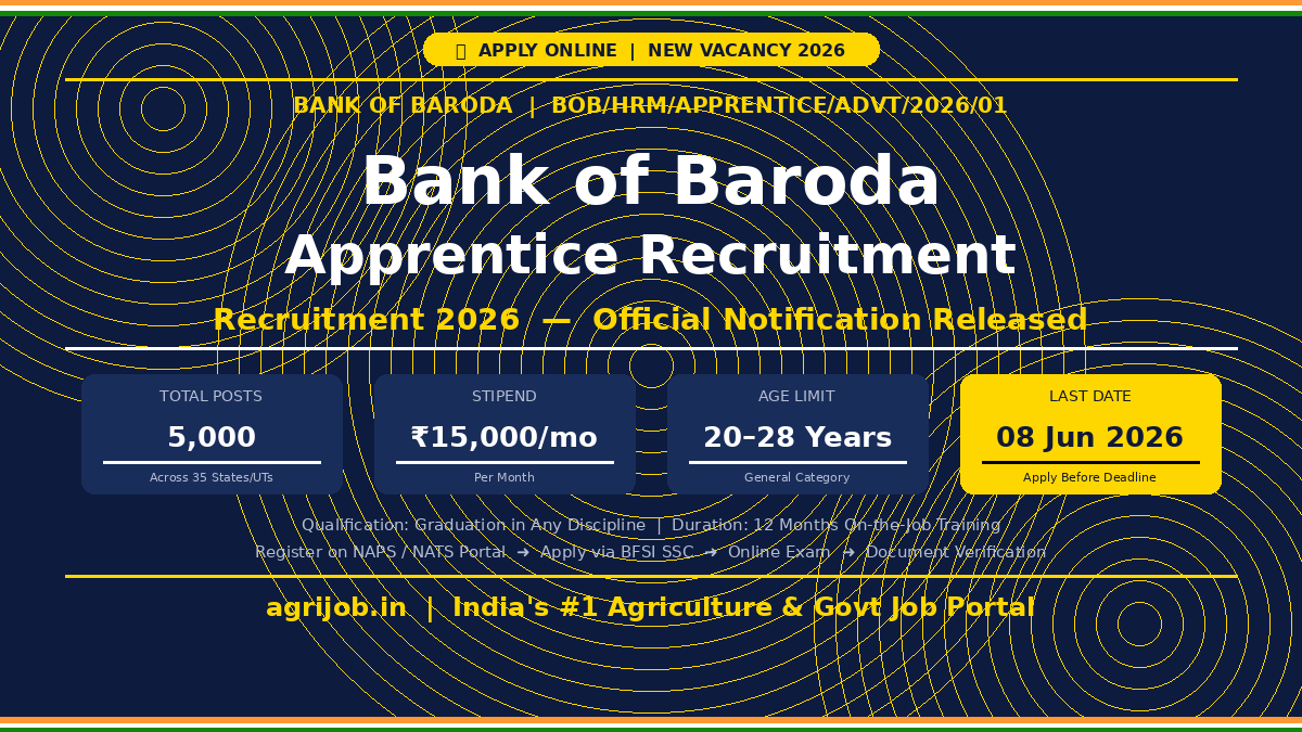 Bank of Baroda Apprentice Recruitment 2026 Notification Banner – agrijob.in