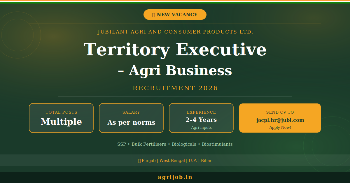 Jubilant Agri Territory Executive Recruitment 2026 Notification Banner – agrijob.in