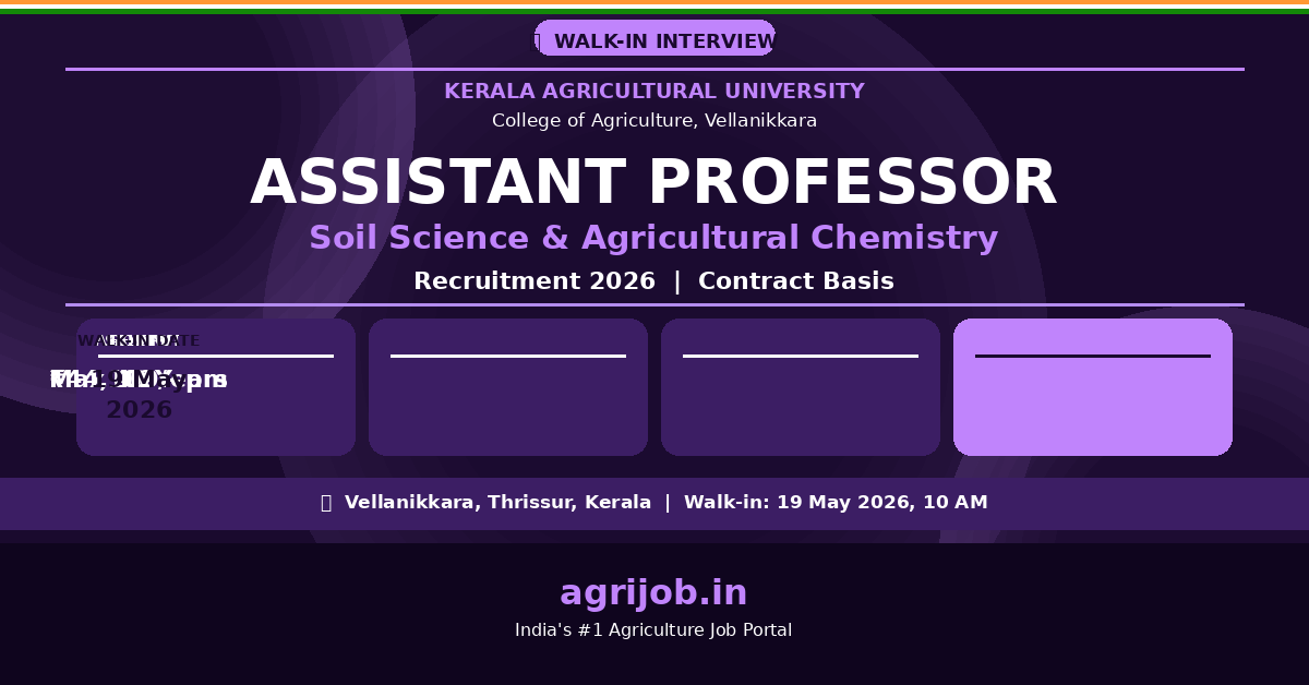KAU Assistant Professor Recruitment 2026 Notification Banner – agrijob.in