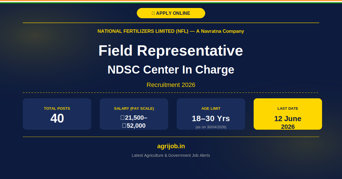 NFL Field Representative NDSC Center In Charge Recruitment 2026 Banner