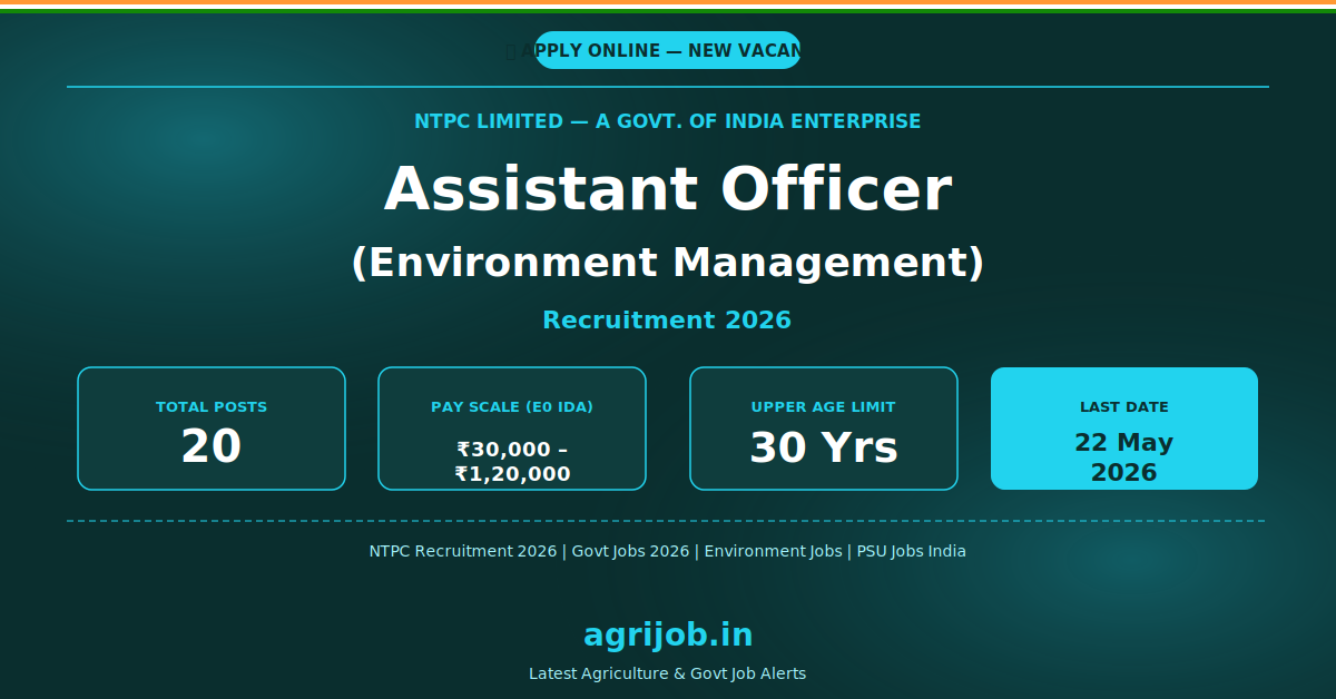 NTPC Assistant Officer Recruitment 2026 Notification Banner – agrijob.in