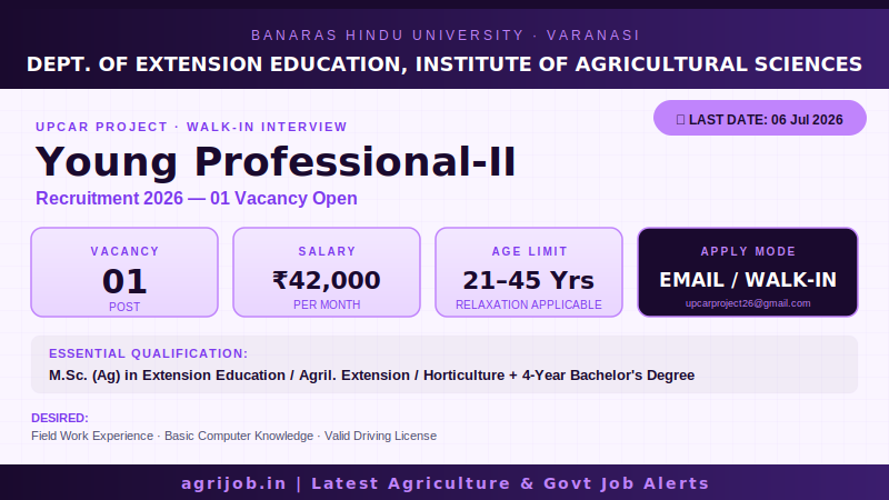 BHU Young Professional II Recruitment 2026 Vacancy Overview Infographic – agrijob.in