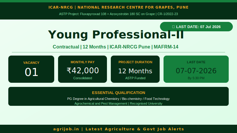 ICAR-NRCG Young Professional 2 ASTP Recruitment 2026 Vacancy Overview Infographic – agrijob.in
