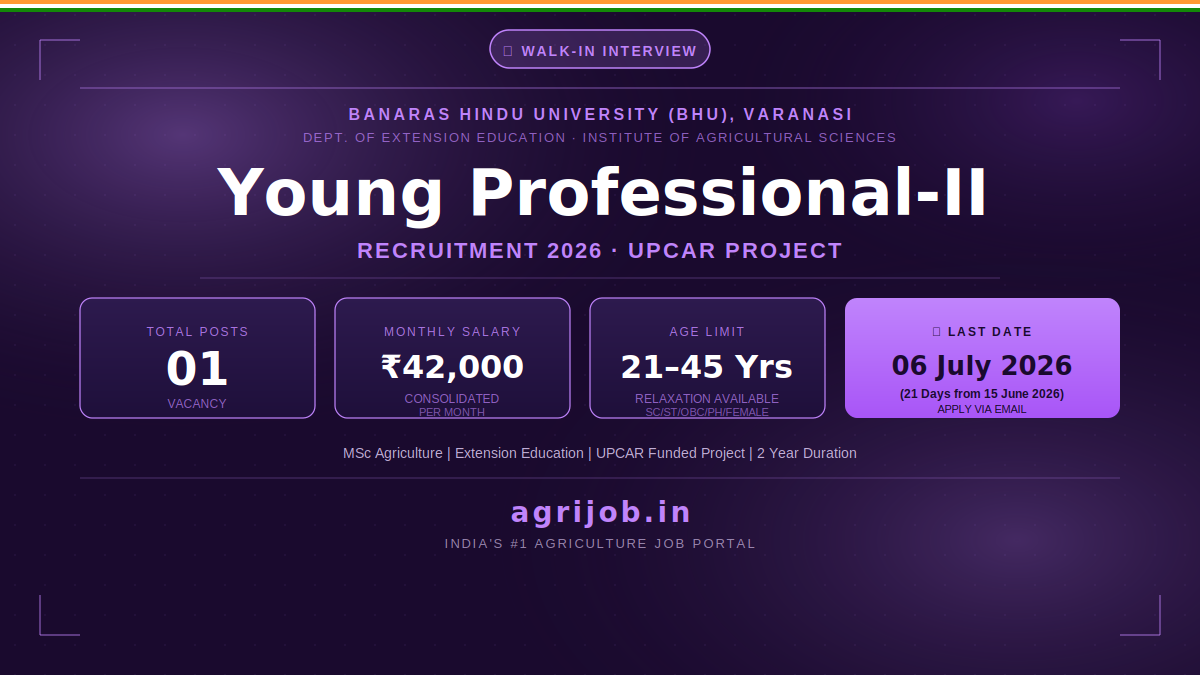 BHU Young Professional II Recruitment 2026 Notification Banner – agrijob.in