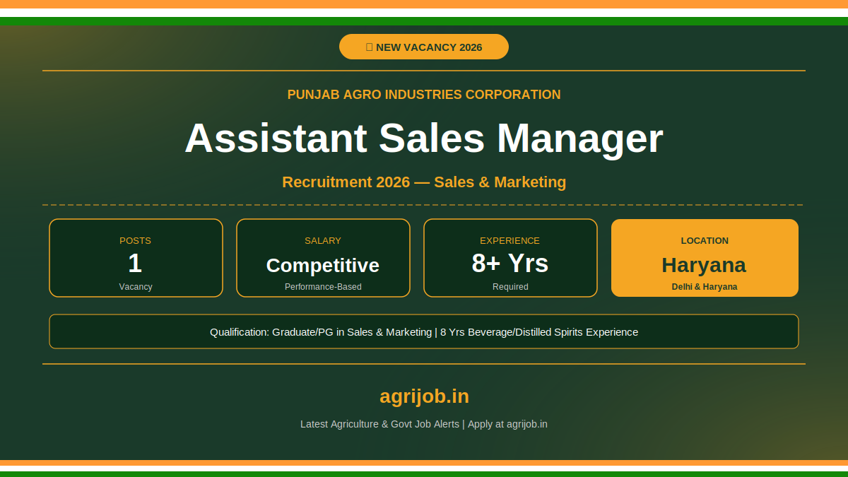 Punjab Agro Assistant Sales Manager Recruitment 2026 Notification Banner – agrijob.in