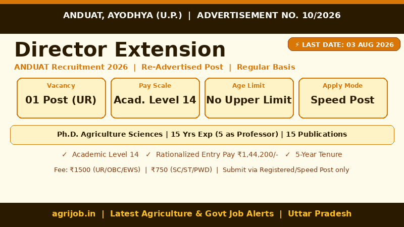 ANDUAT Director Extension Recruitment 2026 Vacancy Overview Infographic – agrijob.in