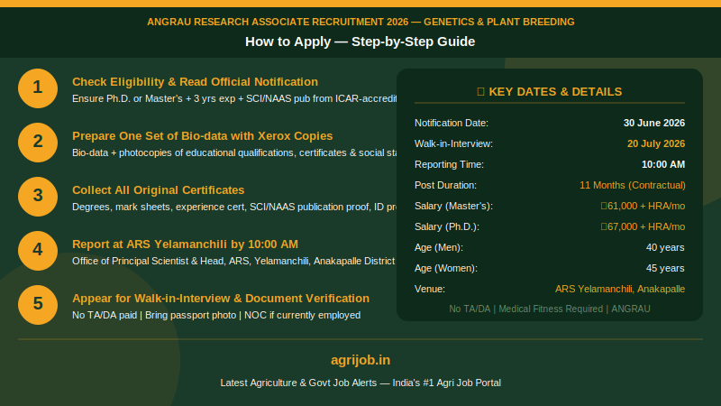 ANGRAU Research Associate Recruitment 2026 How to Apply Step Guide – agrijob.in