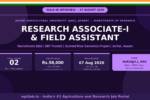 AAU Jorhat Research Associate Field Assistant Recruitment 2026 Notification Banner – agrijob.in