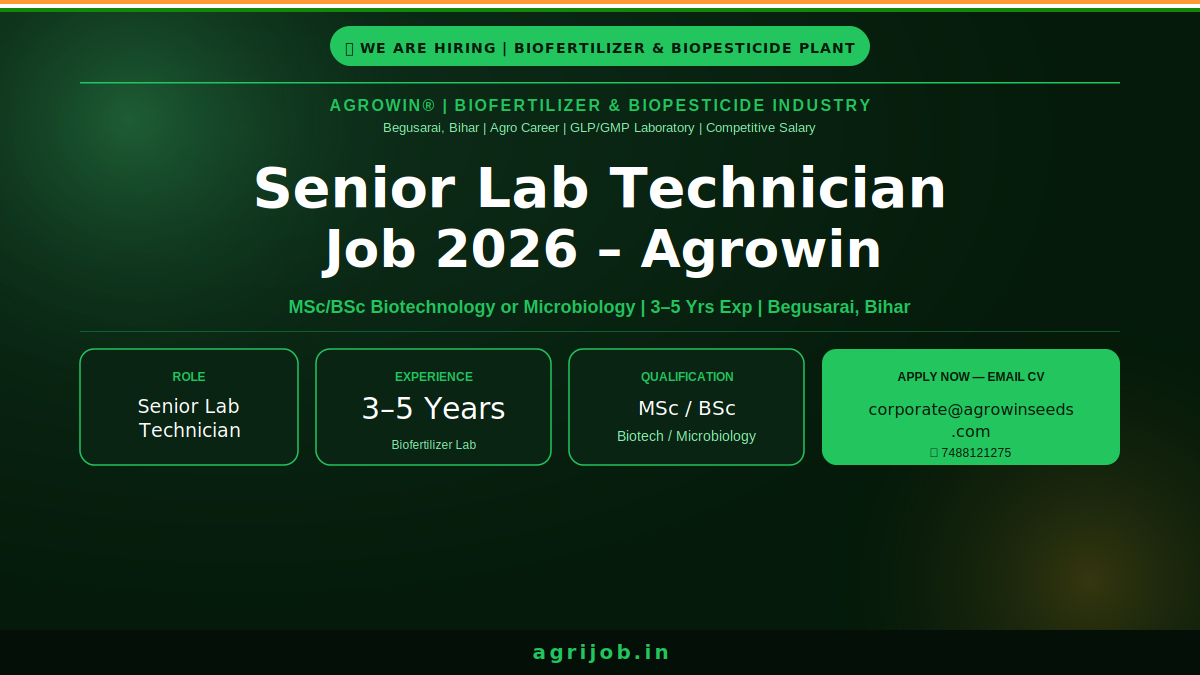 Agrowin Senior Lab Technician Job 2026 Notification Banner – agrijob.in