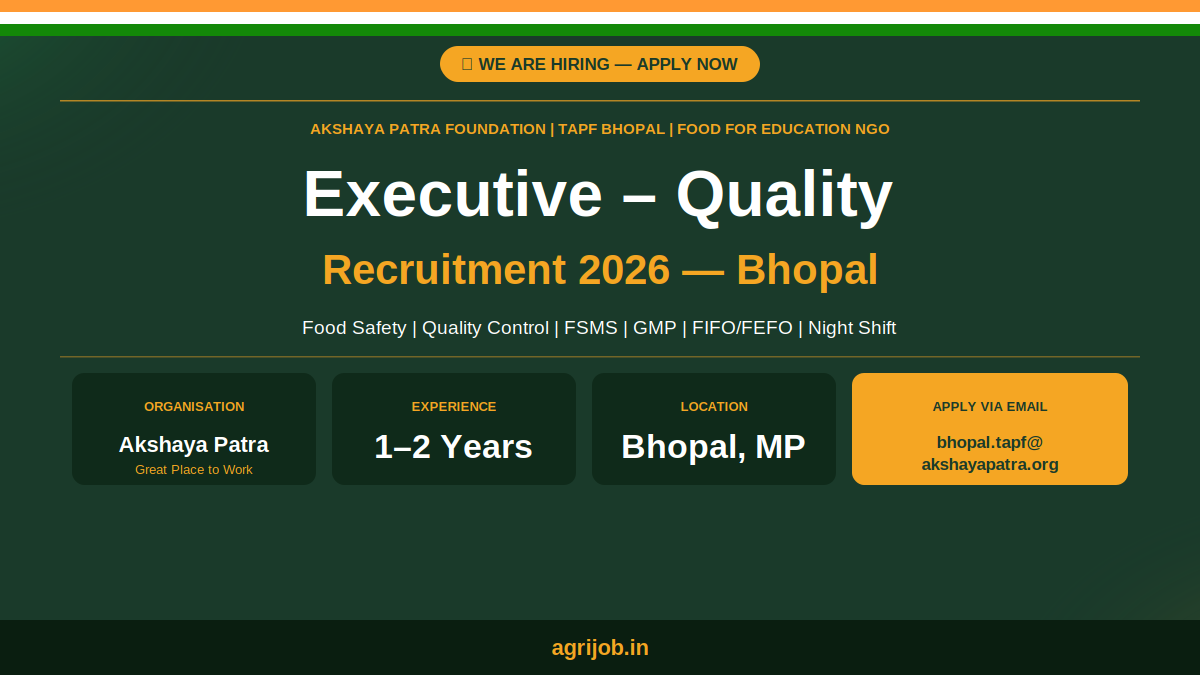 Akshaya Patra Recruitment 2026 Notification Banner – agrijob.in