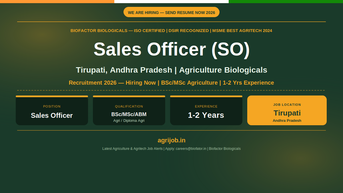 Biofactor Sales Officer Recruitment 2026 Notification Banner – agrijob.in
