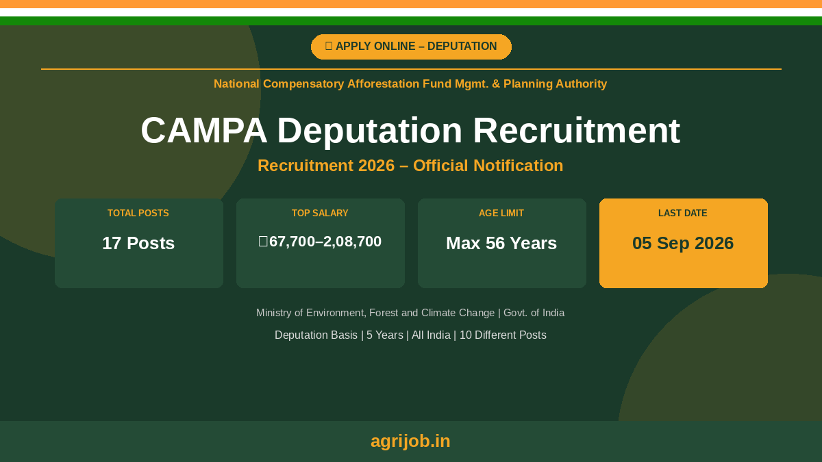 CAMPA Deputation Recruitment 2026 Notification Banner – agrijob.in