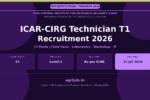 ICAR CIRG Technician T1 Recruitment 2026 Notification Banner – agrijob.in