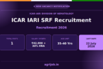 ICAR IARI SRF Recruitment 2026 Notification Banner – agrijob.in