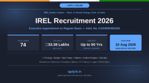 IREL Recruitment 2026 Notification Banner – agrijob.in