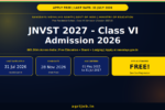 JNVST 2027 Class 6 Admission Application 2026 Banner – agrijob.in
