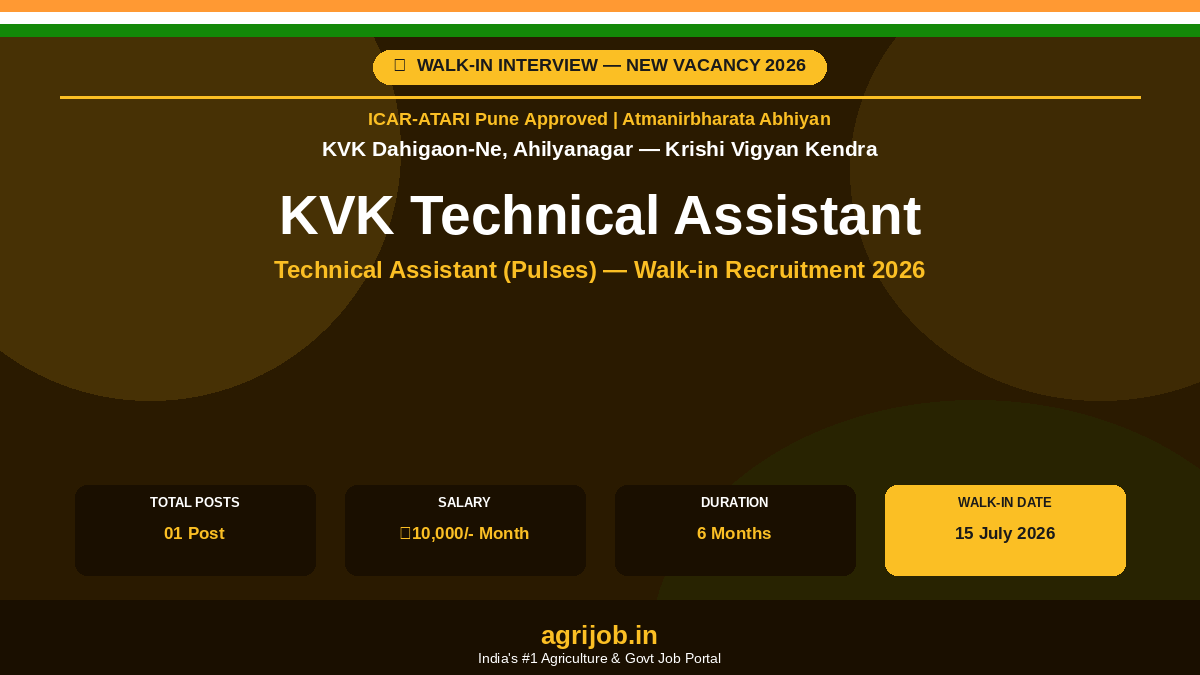 KVK Technical Assistant Recruitment 2026 Notification Banner – agrijob.in