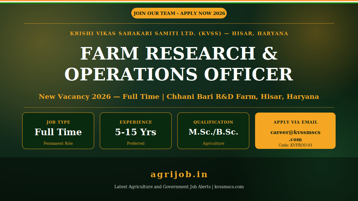 KVSS Farm Research Operations Officer Recruitment 2026 Notification Banner โ agrijob.in