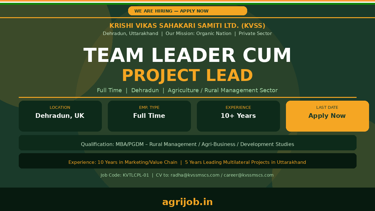 KVSS Team Leader Project Lead Jobs 2026 Notification Banner – agrijob.in