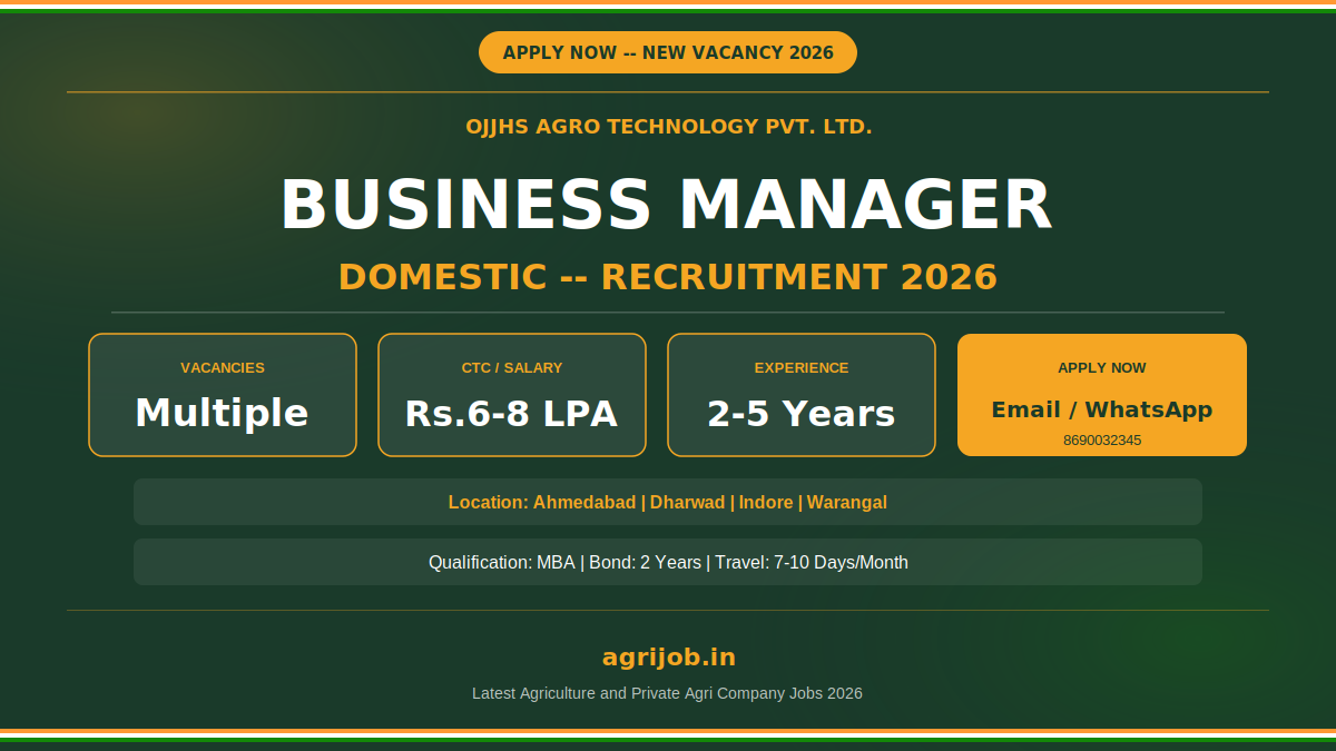 OJJHS Agro Business Manager Recruitment 2026 Notification Banner – agrijob.in