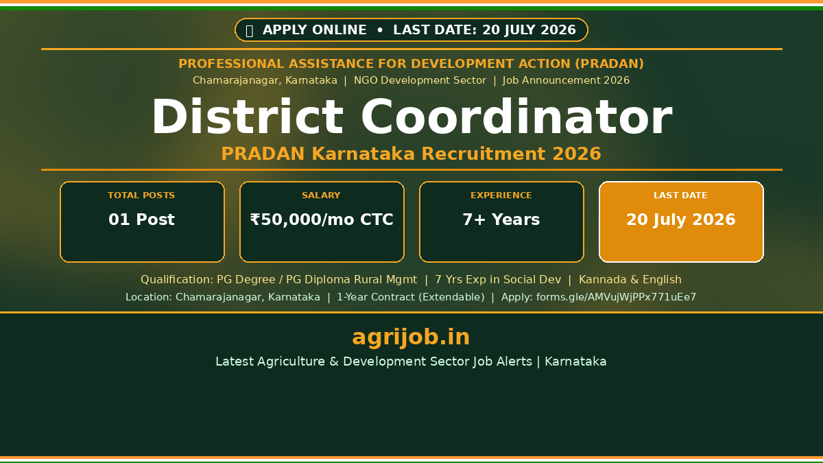 PRADAN District Coordinator Recruitment 2026 Notification Banner – agrijob.in