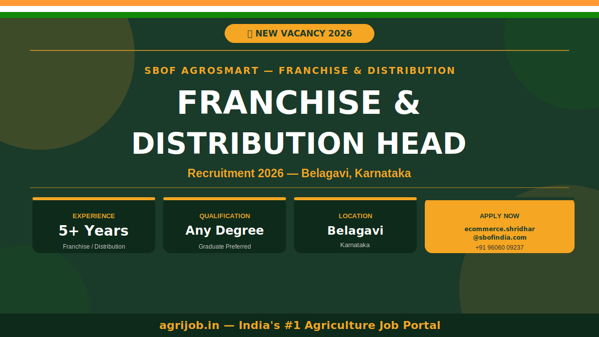 SBOF Agrosmart Franchise Distribution Head Recruitment 2026 Notification Banner – agrijob.in