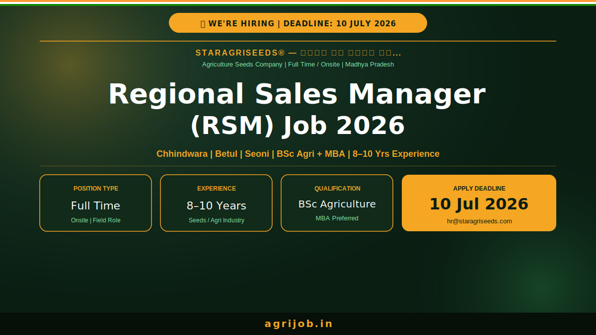 Staragriseeds Regional Sales Manager Job 2026 Notification Banner – agrijob.in