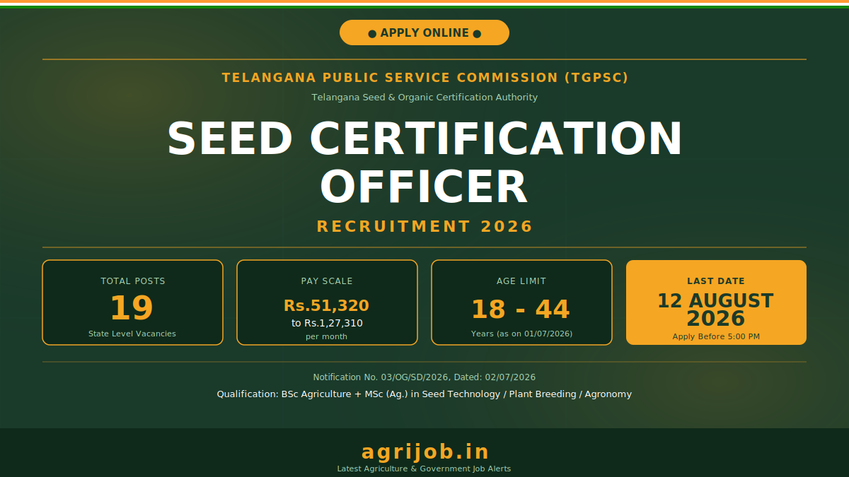 TGPSC Seed Certification Officer Recruitment 2026 Notification Banner – agrijob.in