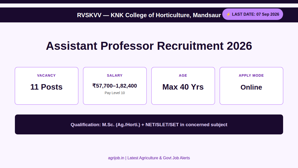 Assistant Professor Recruitment 2026 Vacancy Overview Infographic – agrijob.in