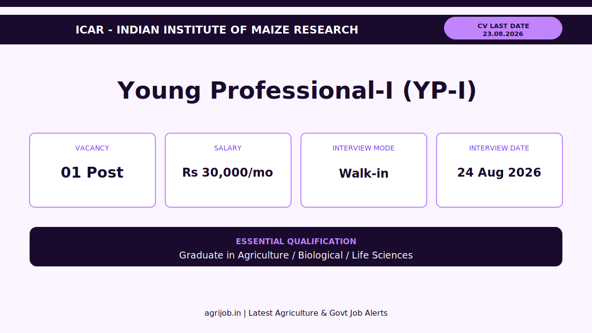 ICAR IIMR Young Professional Recruitment 2026 Vacancy Overview Infographic - agrijob.in