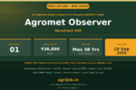 Agromet Observer Recruitment 2026 Notification Banner – agrijob.in