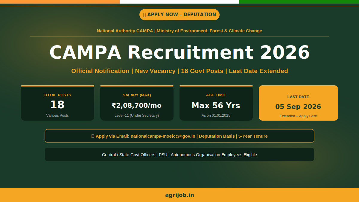 CAMPA Recruitment 2026 Notification Banner – agrijob.in