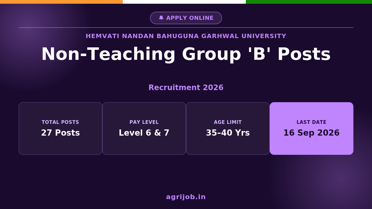 HNBGU Non-Teaching Recruitment 2026 Notification Banner – agrijob.in