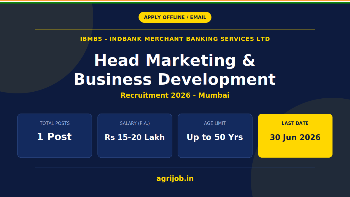 IBMBS Head Marketing Recruitment 2026 Notification Banner – agrijob.in