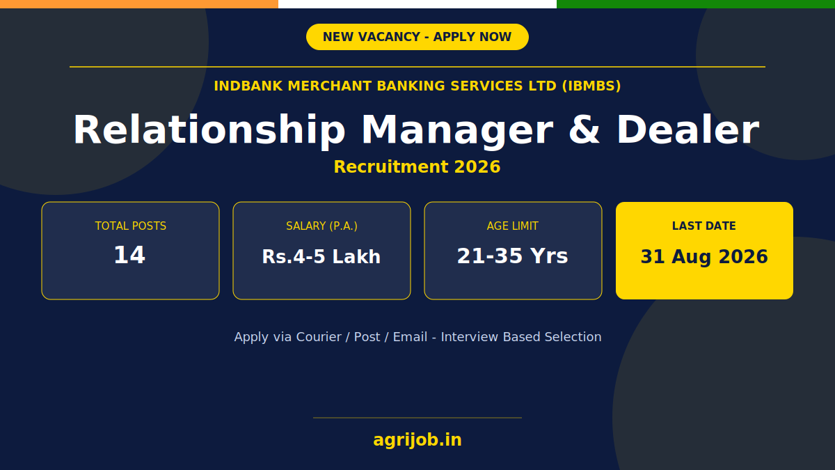 Indbank Relationship Manager Recruitment 2026 Notification Banner – agrijob.in