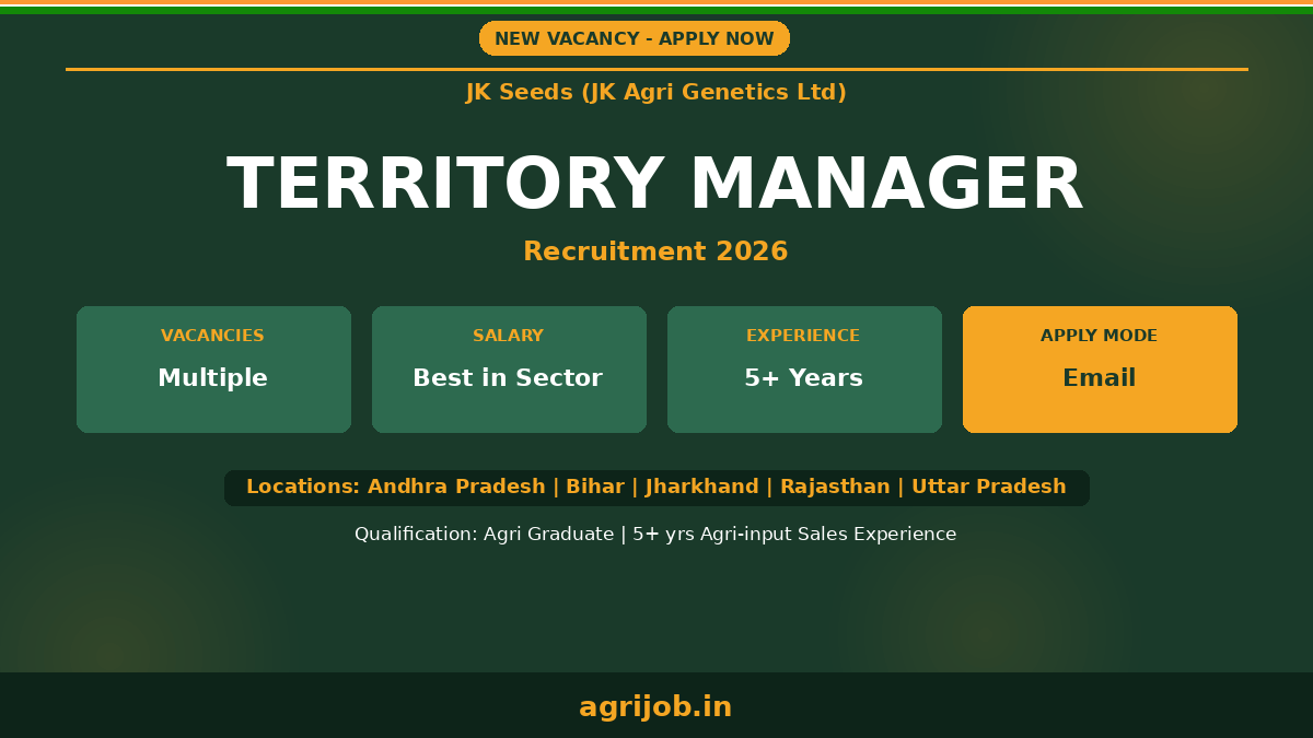 JK Seeds Territory Manager Recruitment 2026 Notification Banner – agrijob.in