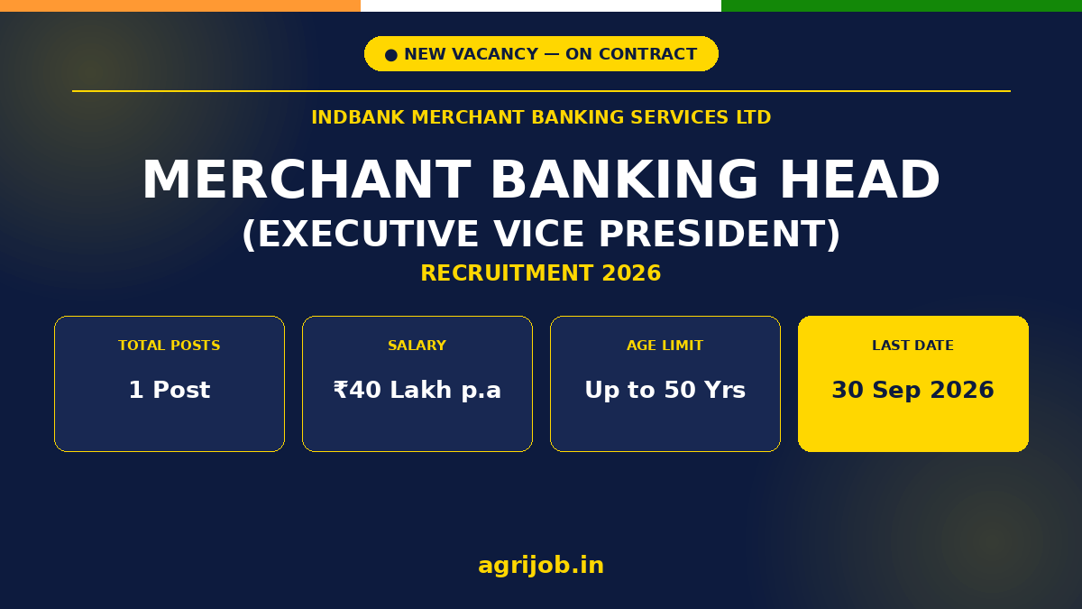 Merchant Banking Head Recruitment 2026 Notification Banner – agrijob.in