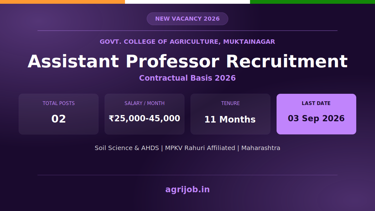 Muktainagar Assistant Professor Recruitment 2026 Notification Banner – agrijob.in