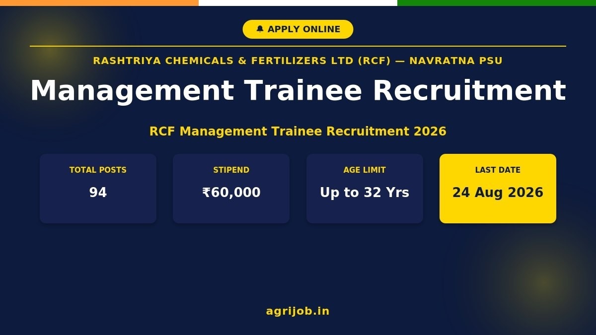 RCF Management Trainee Recruitment 2026 Notification Banner – agrijob.in