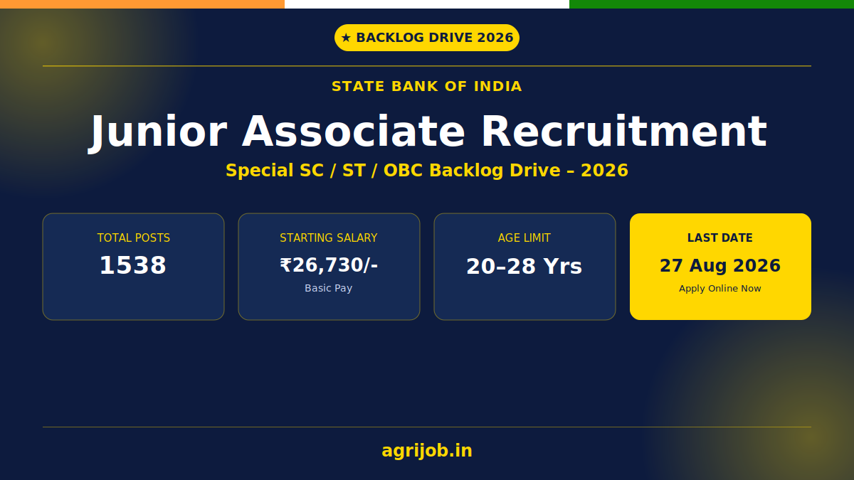 SBI Junior Associate Recruitment 2026 Notification Banner – agrijob.in