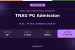 TNAU PG Admission 2026 Notification Banner – agrijob.in