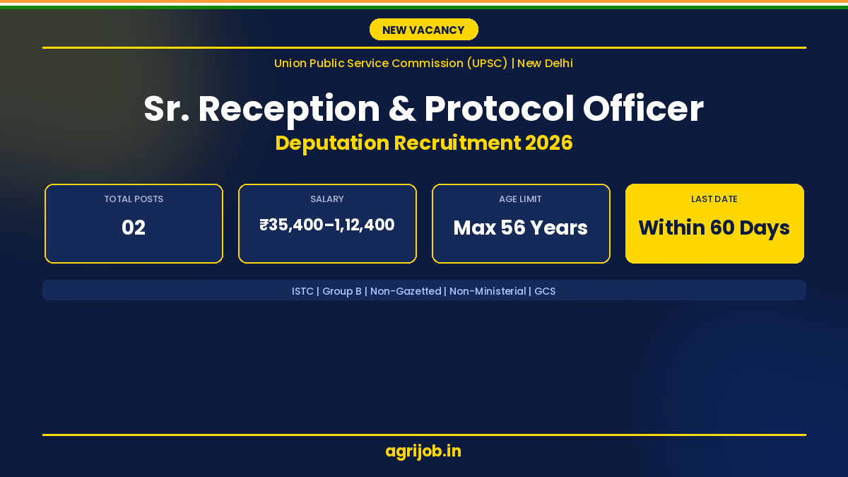 UPSC Senior Reception Protocol Officer Recruitment 2026 Notification Banner – agrijob.in