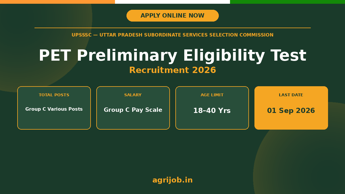 UPSSSC PET Recruitment 2026 Notification Banner - agrijob.in