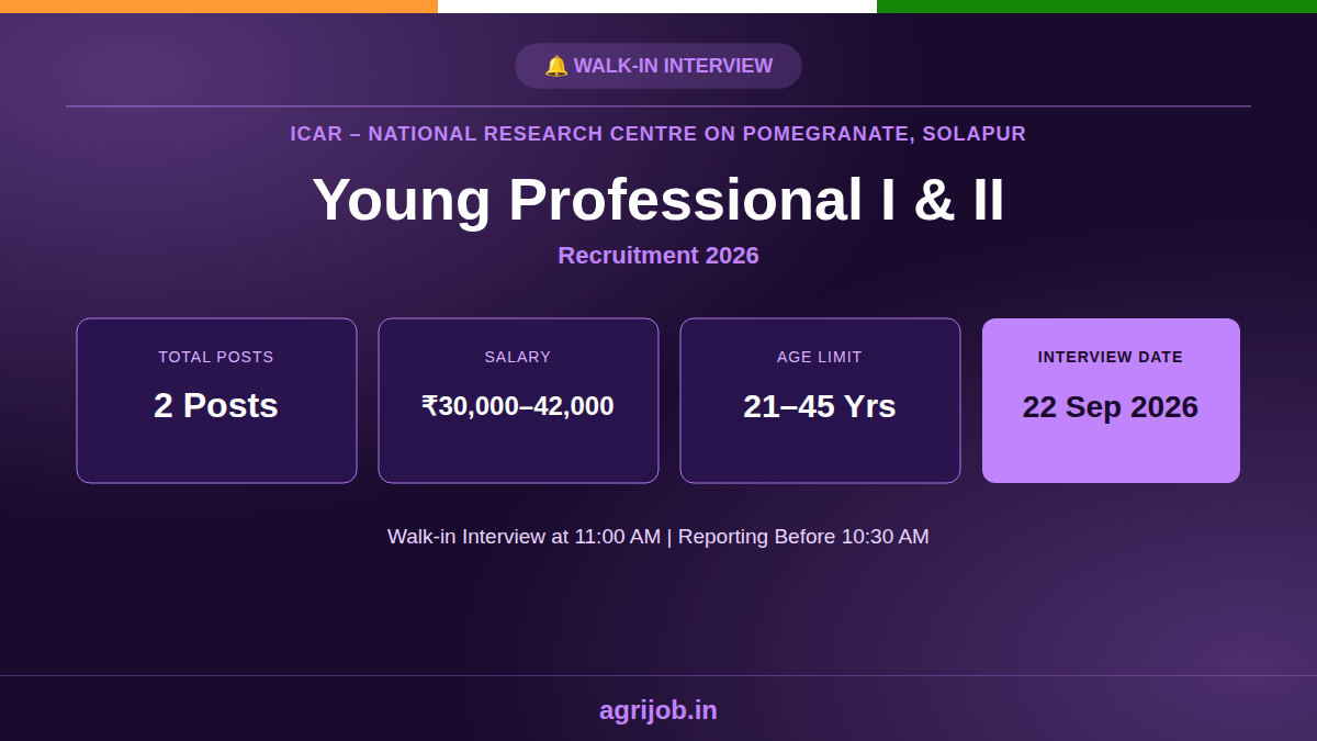 Young Professional Recruitment 2026 Notification Banner – agrijob.in
